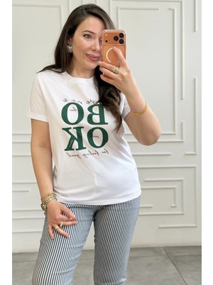 Önü Yazı Detaylı T-Shirt