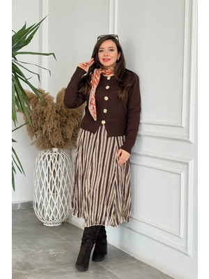 Çizgili Şifon Etek