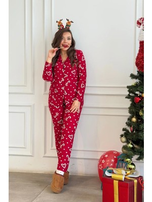 Kalp ve Şeker Desenli Pijama Takımı
