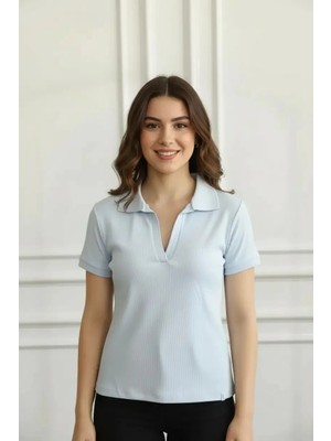 Polo Yaka Kol ve Yakası Biyeli T-Shirt