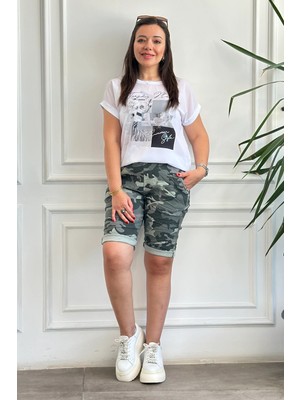 Bisiklet Yaka Önü Baskılı T-Shirt