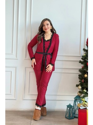 Dantel Detaylı Üçlü Pijama Takımı
