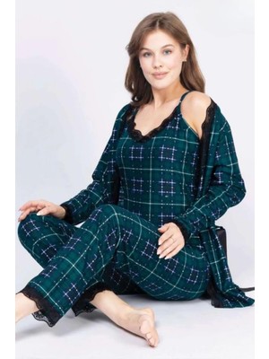 Dantel Detaylı Üçlü Pijama Takımı