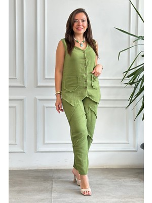 Önden Düğme Detaylı Cepken Yelek