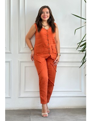 Önden Düğme Detaylı Cepken Yelek