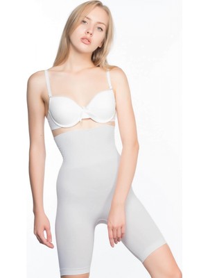 Marsilyan- Ekru Mı Emay 2074 Yüksek Bel Desenli Double Uzun Paça Korse