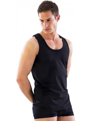 Marsilyan- Siyah Mı Emay 12210-R U Yaka Askılı Erkek Atlet Renkli