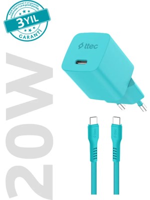ttec SmartCharger GAN 20W PD Seyahat Hızlı Şarj Aleti + USB-C - U