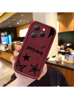 Ucuc Infinix Hot 40/hot 40 Pro Uyumlu Darbeye Dayanıklı Kamera Korumalı Bordo Silikon Baskı Desenli Kılıf