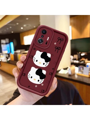Ucuc Xiaomi 11T PRO/11T 5g Uyumlu Darbeye Dayanıklı Kamera Korumalı Bordo Silikon Baskı Desenli Kılıf