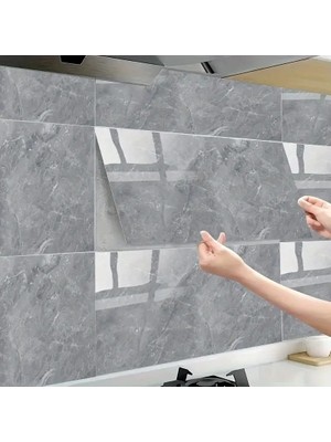 Nemere Gri Mermer Desenli Duvar Sticker 60X30 cm Kendinden Yapışkanlı Yüzey Kaplama