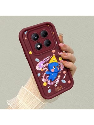 Ucuc Xiaomi Redmi Note 14 Pro Plus 5g Uyumlu Darbeye Dayanıklı Kamera Korumalı Bordo Silikon Baskı Desenli Kılıf