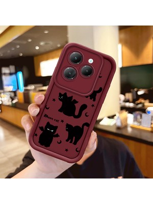 Ucuc Infinix Hot 40/hot 40 Pro Uyumlu Darbeye Dayanıklı Kamera Korumalı Bordo Silikon Baskı Desenli Kılıf