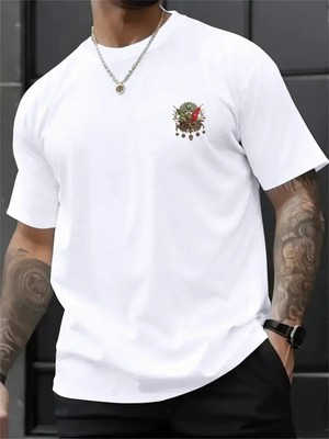 Unisex Oversize Baskılı Pamuklu Bisiklet Yaka Kısa Kollu Beyaz T-Shirt Osmanlı Tuğrası