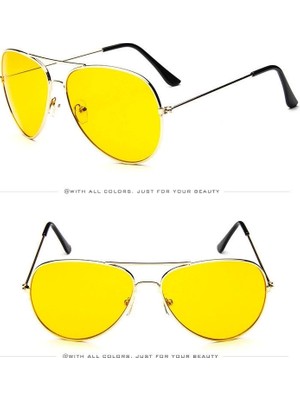 Marsilyan Unisex Gold Metal Çerçeveli Damla Gözlük (Kutulu)