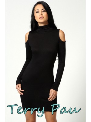 Çamaşır Kenti B101177 Omuzu Açık Uzun Kollu Elbise