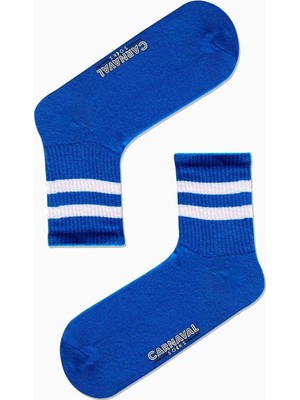 Carnaval Socks Mavi Beyaz Şeritli Desenli Renkli Spor Çorap