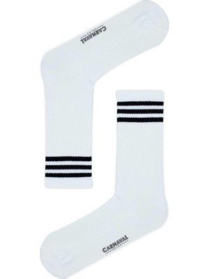 Carnaval Socks Uzun Siyah Şerit Desenli Renkli Çorap
