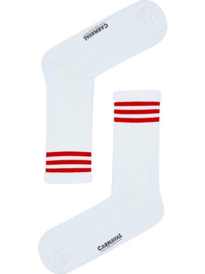 Carnaval Socks Uzun Kırmızı Şerit Desenli Renkli Çorap