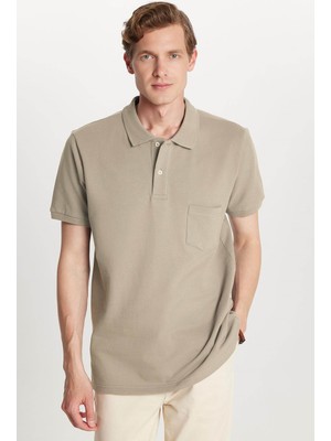 Tudors Erkek Regular Fit Klasik Kesim %100 Pamuk Düz Pike Ekru Polo Yaka Tişört