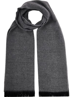 Tudors Erkek Kışlık Atkı Gri Renk Standart Beden Düz Desenli Soğuk Havalara Uygun