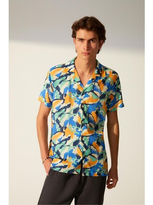 MUDO Desenli Kısa Kollu Regular Fıt Gömlek