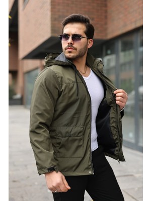 Bermuda Erkek Suya ve Rüzgara Dayanaklı Kapüşonlu Yağmurluk Rüzgarlık