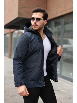 Bermuda Erkek Suya ve Rüzgara Dayanaklı Kapüşonlu Yağmurluk Rüzgarlık