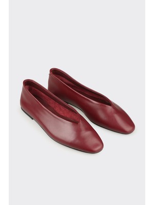 Elle Bordo Deri Kadın Günlük Ayakkabı