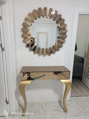 Feyza Design Yansımalı Beyaz Ayna Takımı - Modern Antre Dresuarı