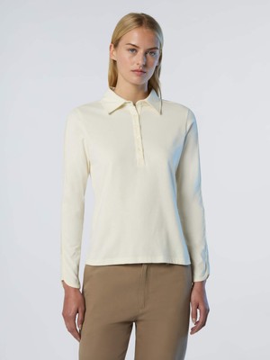 Slim Fit Logolu Uzun Kollu Kadın Pamuk Polo Yaka Tişört
