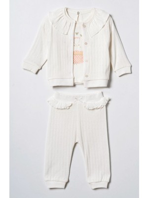 CiccimBaby Ciccim Baby 3lü Takım Hırkalı First Spring Joy Ekru