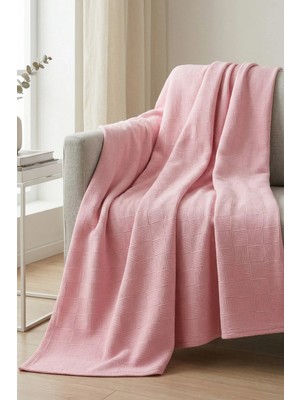 Nart Home %100 Pamuk Dama Desenli Tek Kişilik Pike Pembe 160X230