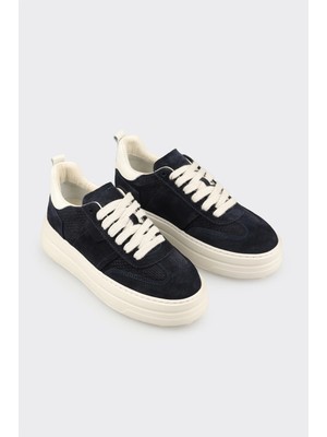 Elle Lacivert Deri Kadın Spor Ayakkabı