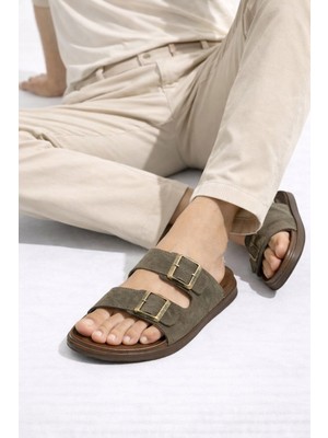 Slipcat Günlük Erkek Terlik Çift Tokalı Konforlu Hafif Taban Rahat Kalıp Şık Tasarım