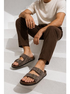 Slipcat Günlük Erkek Terlik Çift Tokalı Konforlu Hafif Taban Rahat Kalıp Şık Tasarım