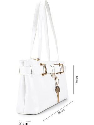 Tamer Tanca Kadın Suni Deri Beyaz Omuz Çanta 921 27294 Bn Cnt Y26 Beyaz