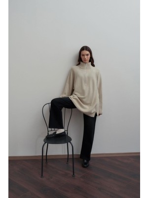 Allday W94038A0 Kadın Yarım Fermuarlı Triko Kazak