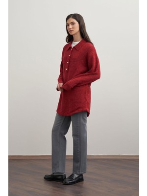 Allday W94039A0 Kadın Gold Dügmeli Yarım Patlı Triko Kazak