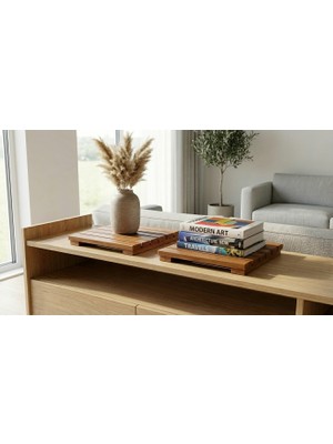 Teak Ağacından Saksı Altlığı Serisi - Tuza, Suya, Neme Dayanıklı - Tekerleksiz Model