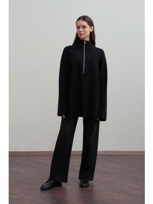 Allday W94038A0 Kadın Yarım Fermuarlı Triko Kazak