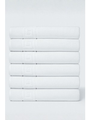 S&R 6 Adet Greek Desen Banyo Havlusu 70X140 cm Beyaz 500 gr Hotel Collection