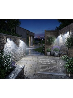 Home Dekor Hediye 4 Adet Güneş Enerjili Hareket Sensörlü 100 Ledli Yol Bahçe Sokak LED Aydınlatma Bahçe Lambası