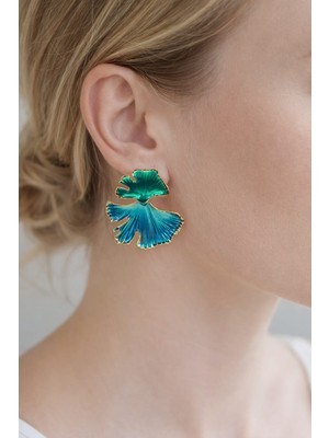 Feyz Tasarım Aurora Yeşil Istiridye Küpe