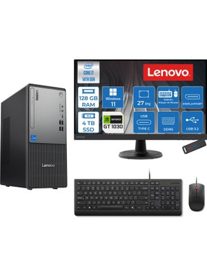 Lenovo Thinkcentre Neo 50T Gen 5  Intel® Core™ İ7-14700 128GB Ddr5 4tb SSD 4GB/GT1030  WIN11HOME +27" Monitör Mini Tower Masaüstü Bilgisayar 2712UD001UTR21H40+ZETTAUSBBELLEK