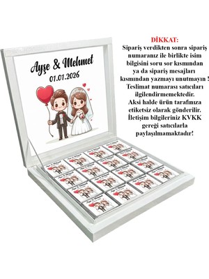 Blackeye Chocolate Kişiye Özel Isimli Söz Nişan Nikah Çikolatası - 32 Adet Madlen Çikolata