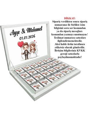Blackeye Chocolate 72 Adet Kişiye Özel İsimli Nikah Çikolatası Söz Nişan İçin Özel Hediye