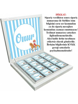 Blackeye Chocolate Kişiye Özel Isimli Sünnet Töreni Çikolatası - Sünnet Düğünü Çikolatası (32 Adet Madlen Çikolata)