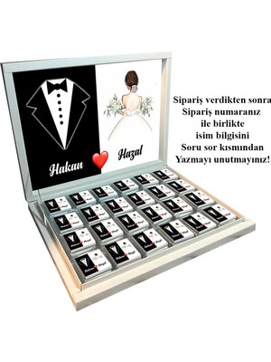 Blackeye Chocolate Kişiye Özel Damat Bohçası Çikolatası Gelin Bohçası Çikolatası Söz Nişan Nikah Çikolatası (72 Adet)