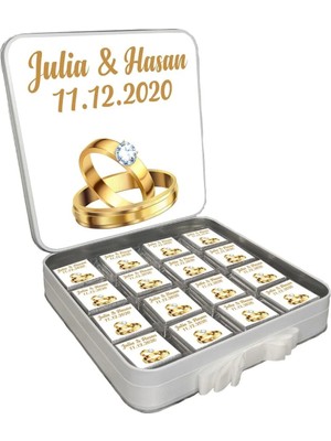 Blackeye Chocolate Söz Nişan Nikah Çikolatası (64 Adet Madlen Çikolata) Metal Kutu